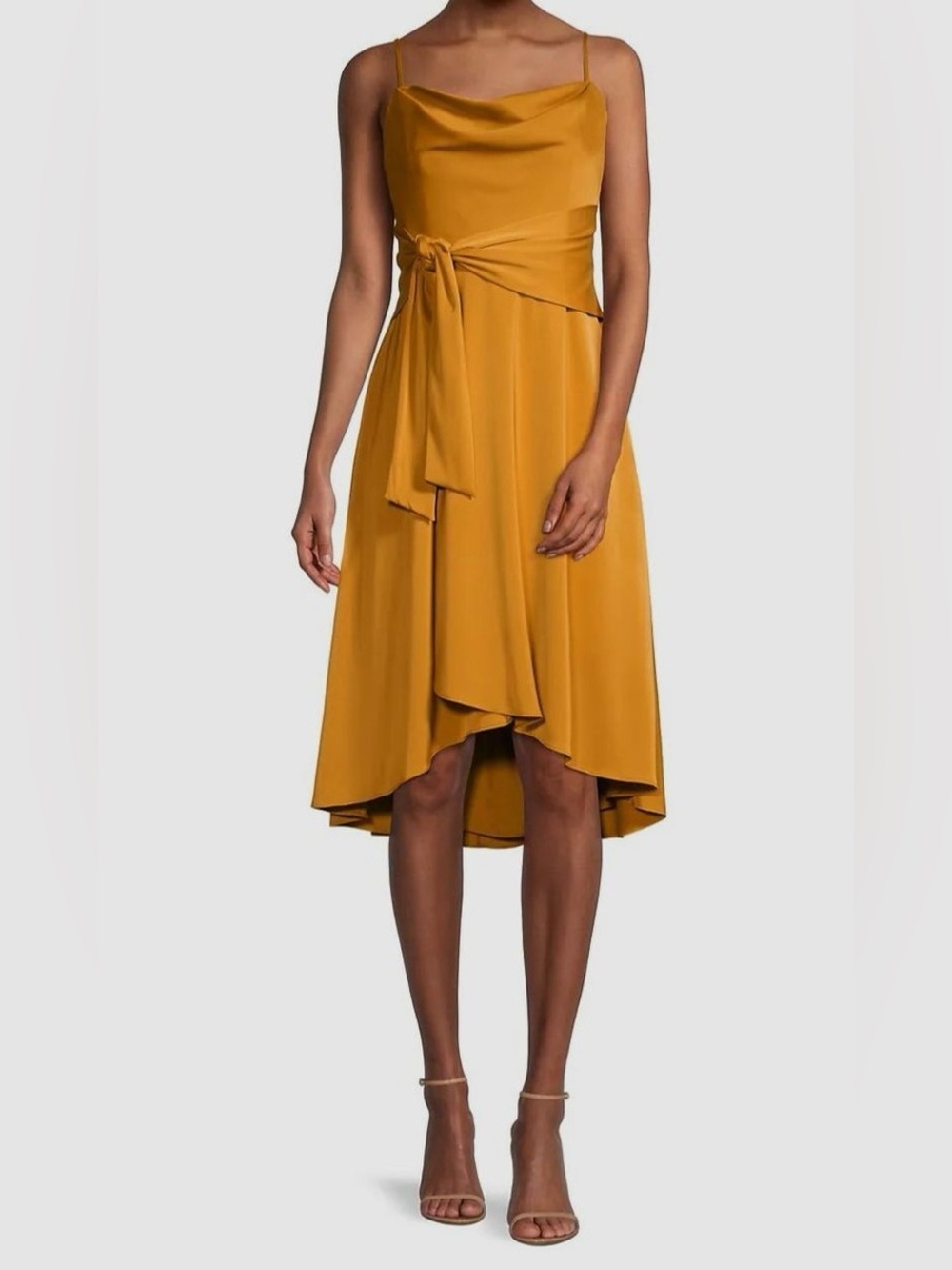 Aidan Mattox • Yellow Satin Cowl Neck Dress • Size 8